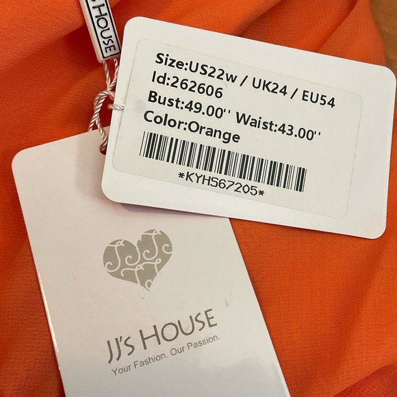 Elegant Orange Sleeveless  Spaghetti Strap Chiffon Bridesmaid Dress. Size 22 - Picture 4 of 11